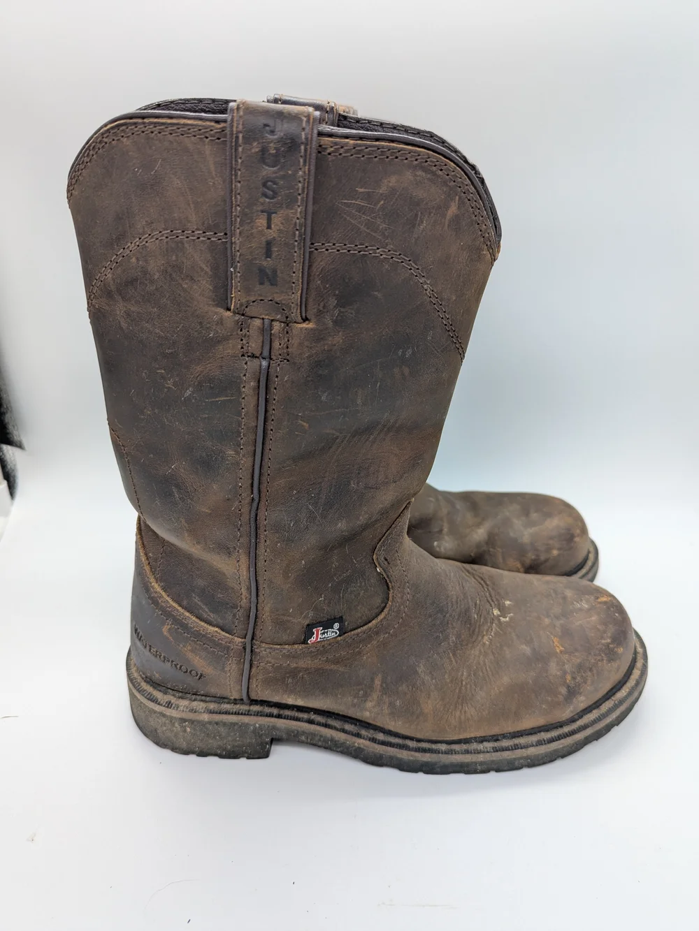 Justin Boots Mens Size 6D Brown Leather Insulated Waterproof Work Boots Rugged